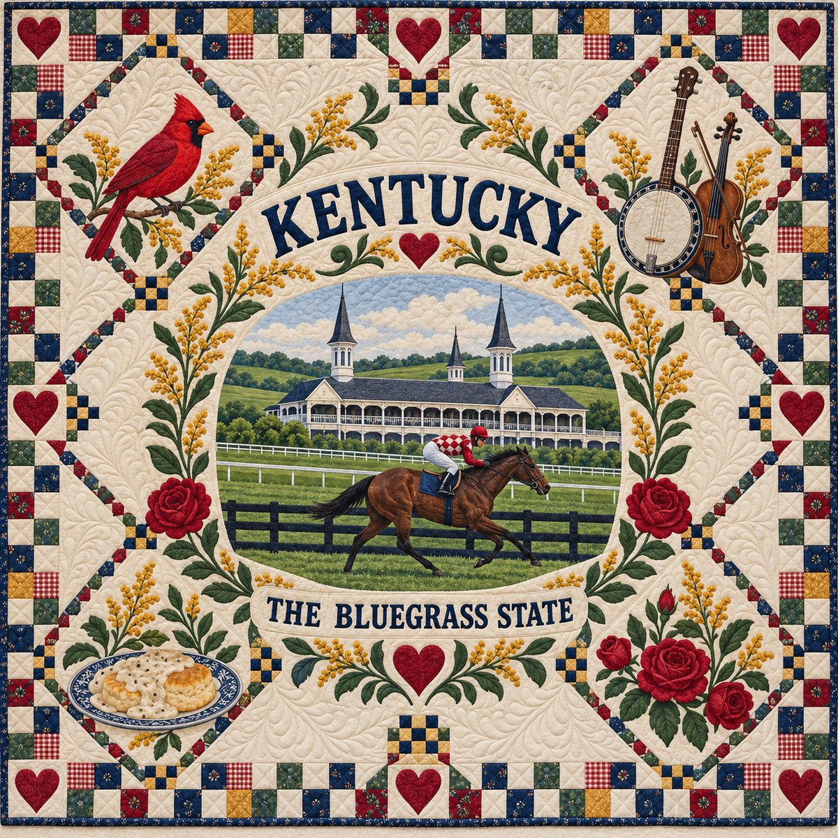 Kentucky Bluegrass Heritage Quilt Blanket