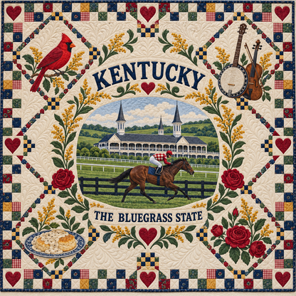 Kentucky Bluegrass Heritage Quilt Blanket
