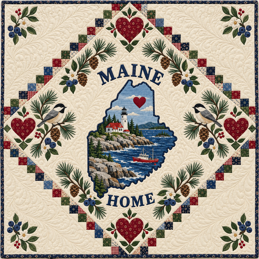 Maine Home Map Quilt Blanket