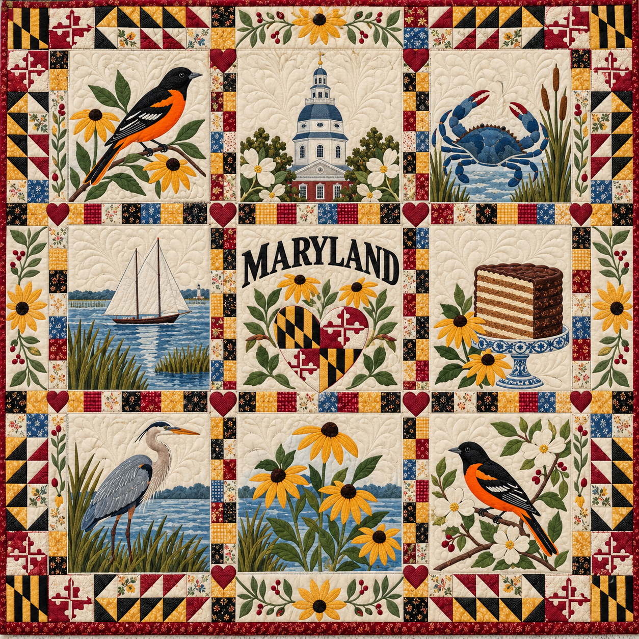 Maryland Oriole Garden Sampler TD251026097 Quilt Blanket – Little Quilt ...