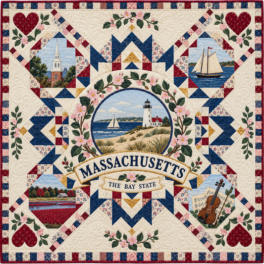Massachusetts Coastal Star Medallion Quilt Blanket