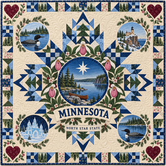 Minnesota North Star Medallion Quilt Blanket