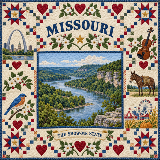 Missouri Ozark River Valley Quilt Blanket