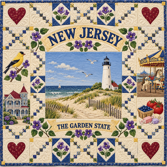 New Jersey Lighthouse Shore Quilt Blanket