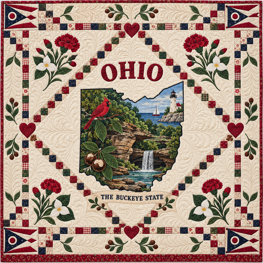 Ohio Home Map Quilt Blanket