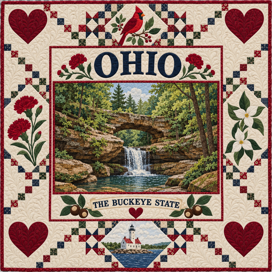 Ohio Woodland Waterfall Quilt Blanket