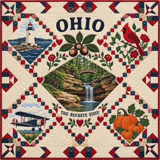 Ohio Buckeye Heritage Quilt Blanket