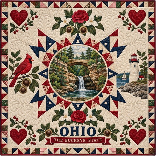 Ohio Buckeye Star Medallion Quilt Blanket