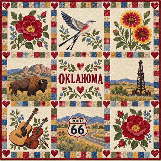 Oklahoma Rose Prairie Sampler Quilt Blanket