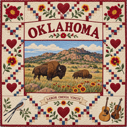 Oklahoma Wichita Mountains Bison Quilt Blanket
