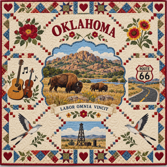 Oklahoma Route 66 Heritage Quilt Blanket