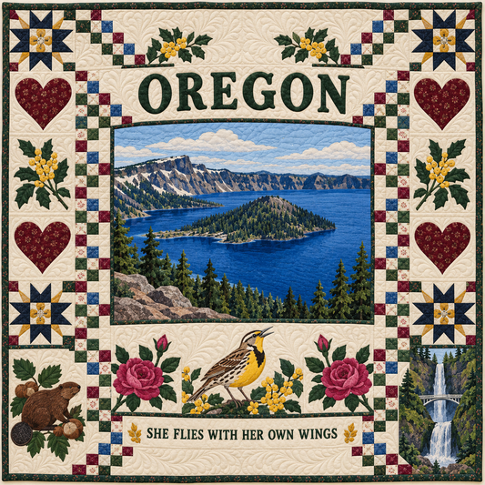 Oregon Crater Lake Vista Quilt Blanket
