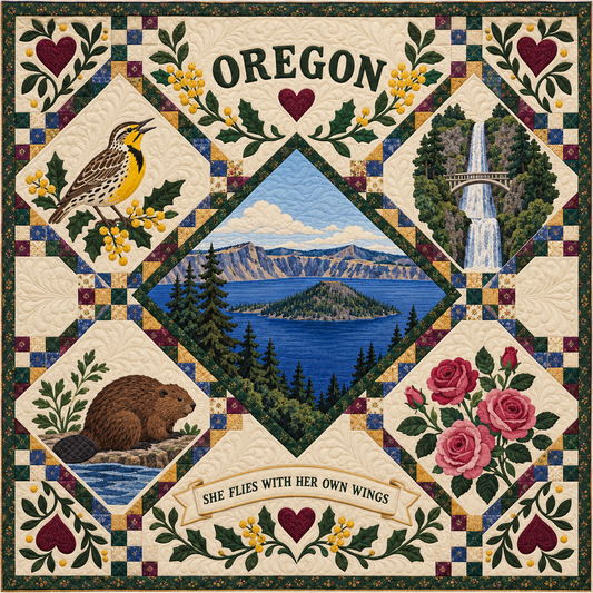 Oregon Pacific Northwest Heritage Quilt Blanket