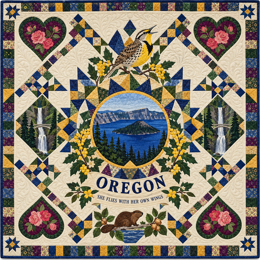 Oregon Crater Lake Star Medallion Quilt Blanket