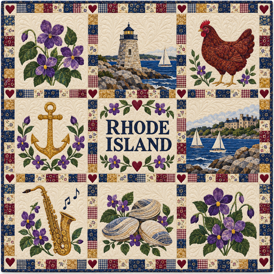 Rhode Island Violet Coastal Sampler Quilt Blanket