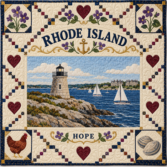 Rhode Island Lighthouse Sailboats Quilt Blanket