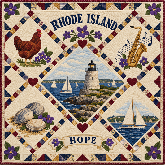 Rhode Island Ocean State Heritage Quilt Blanket