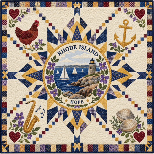 Rhode Island Coastal Star Medallion Quilt Blanket