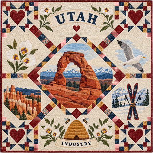 Utah Beehive State Heritage Quilt Blanket