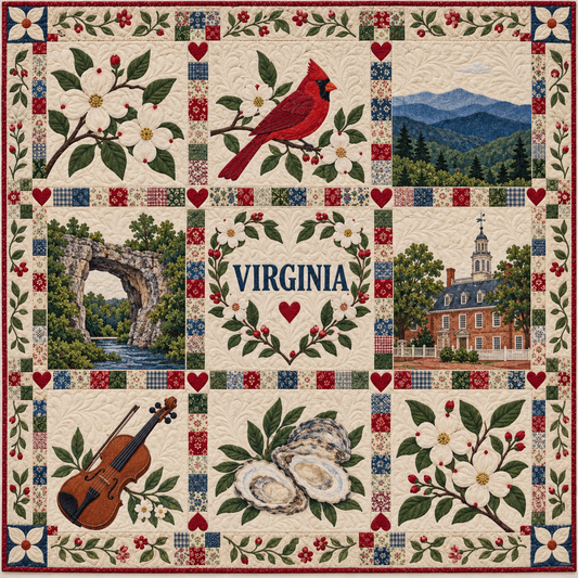 Virginia Dogwood and Cardinal Quilt Blanket