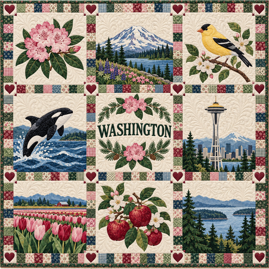 Washington Rhododendron Garden Quilt Blanket
