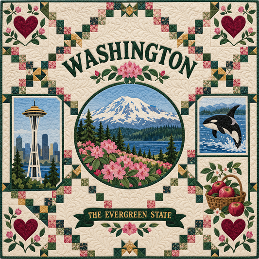 Washington Evergreen Heritage Quilt Blanket