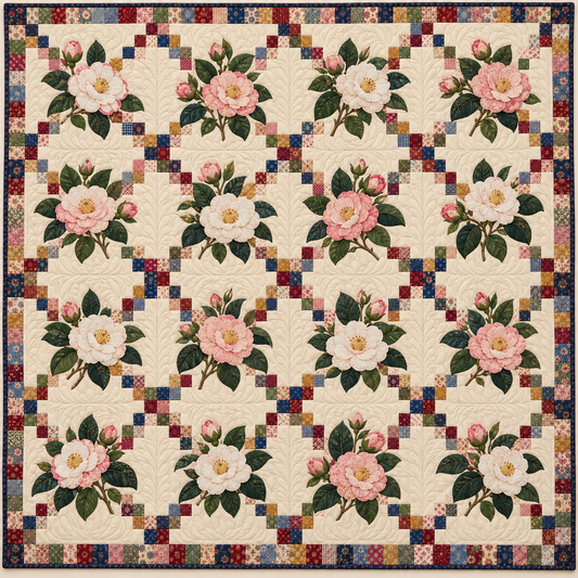 Alabama Camellia Chain Quilt Blanket