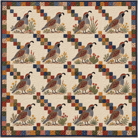 Arizona Cactus Wren Chain Quilt Blanket