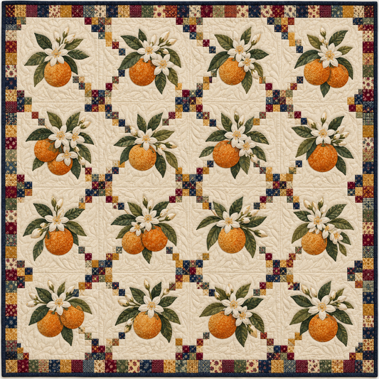Florida Orange Blossom Chain Quilt Blanket