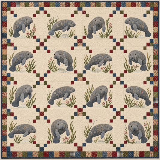Florida Manatee Chain Quilt Blanket