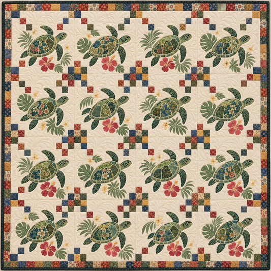Hawaii Sea Turtle Chain Quilt Blanket