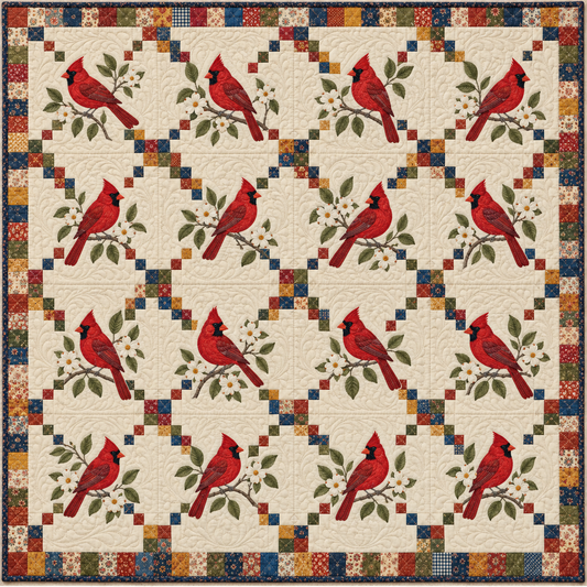 Illinois Cardinal Chain Quilt Blanket