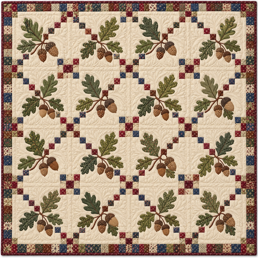 Illinois Oak and Acorn Chain Quilt Blanket