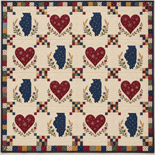 Illinois Heartland Chain Quilt Blanket