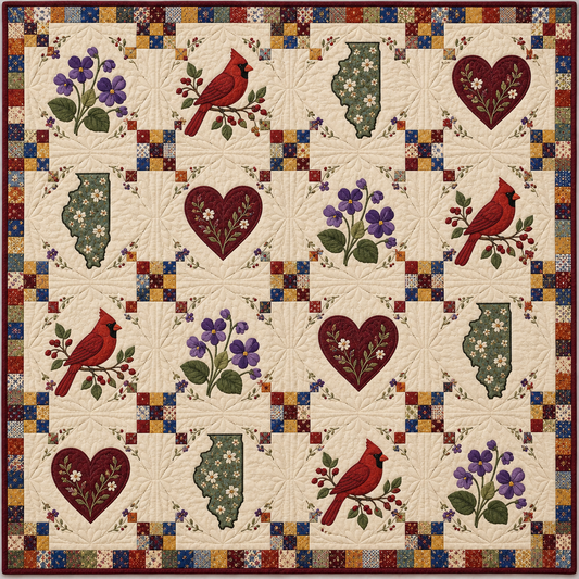 Illinois Home Sampler Quilt Blanket