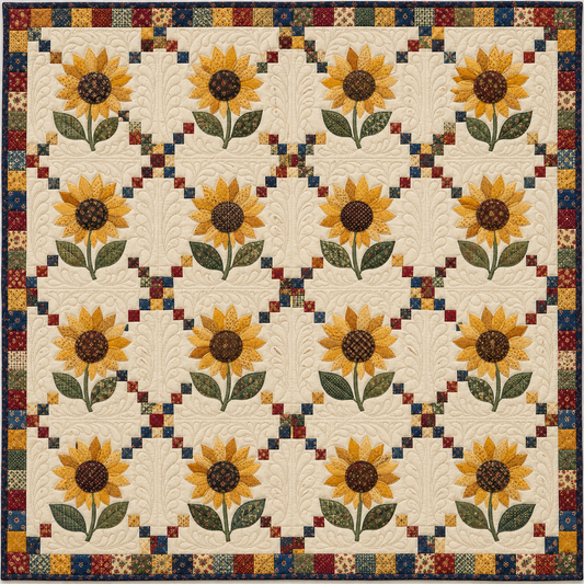 Kansas Sunflower Chain Quilt Blanket