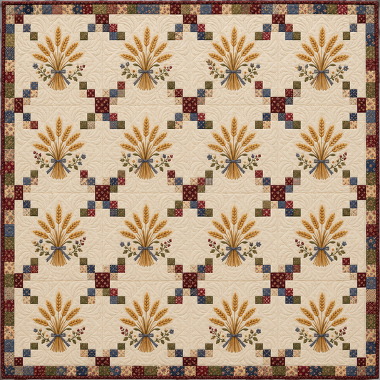 Kansas Wheat Harvest Chain Quilt Blanket