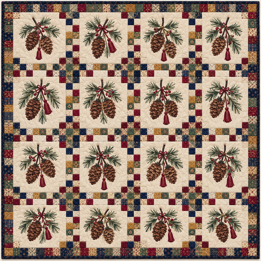 Maine Pinecone Chain Quilt Blanket