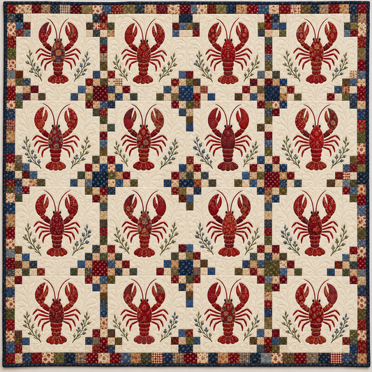 Maine Lobster Chain Quilt Blanket
