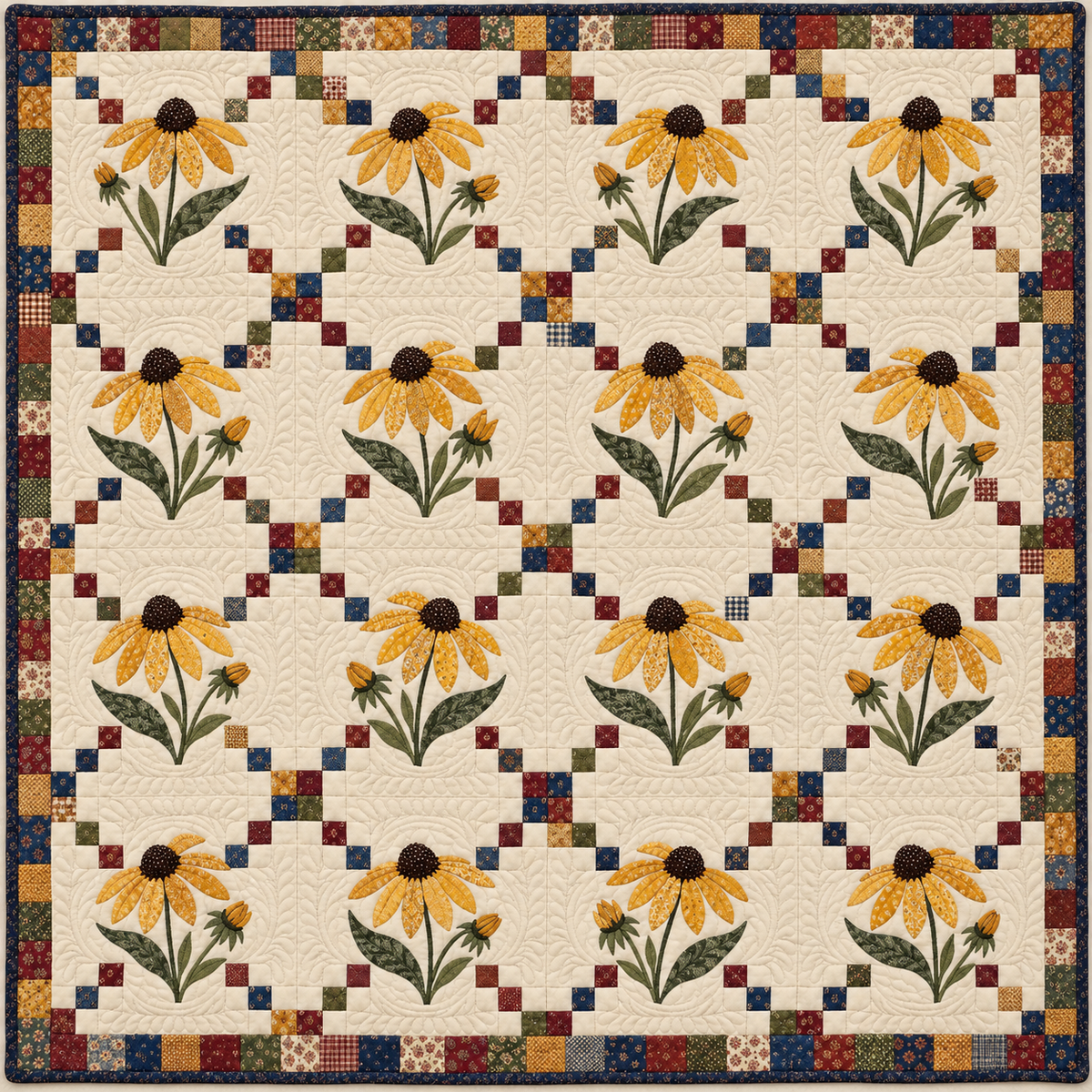 Maryland Black Eyed Susan Chain Quilt Blanket