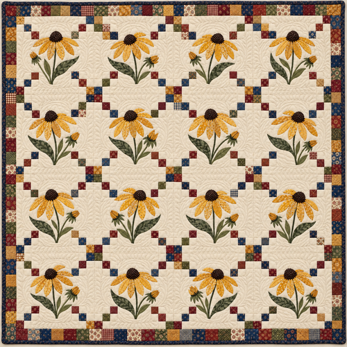 Maryland Black Eyed Susan Chain Quilt Blanket