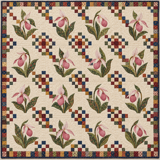 Minnesota Lady Slipper Chain Quilt Blanket