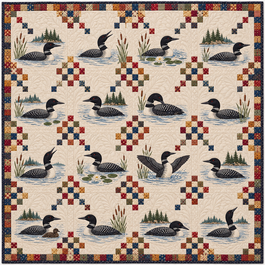 Minnesota Loon Lake Chain Quilt Blanket