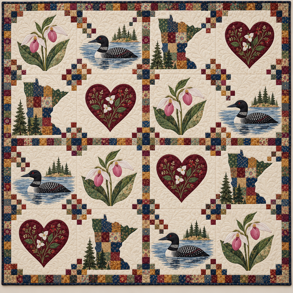 Minnesota Home Sampler Quilt Blanket