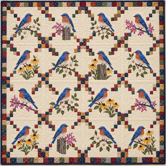 Missouri Bluebird Chain Quilt Blanket