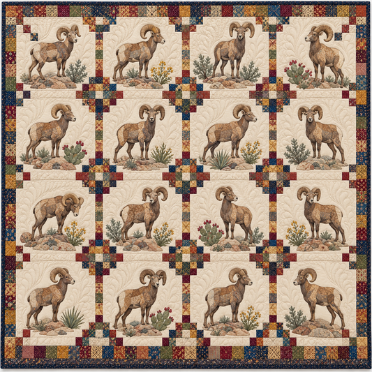 Nevada Desert Bighorn Chain Quilt Blanket
