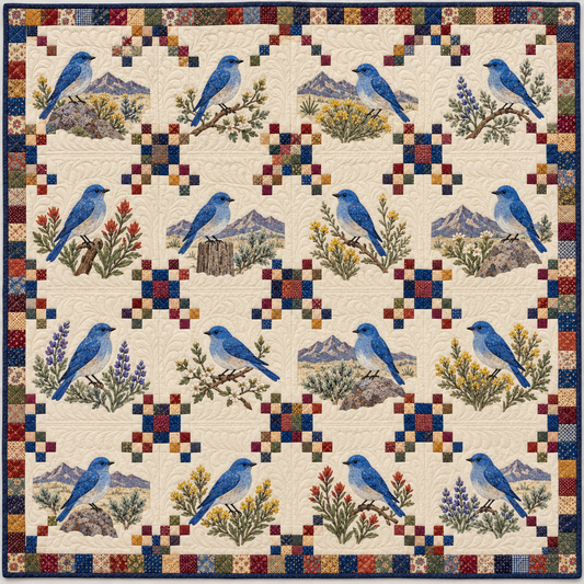 Nevada Mountain Bluebird Chain Quilt Blanket