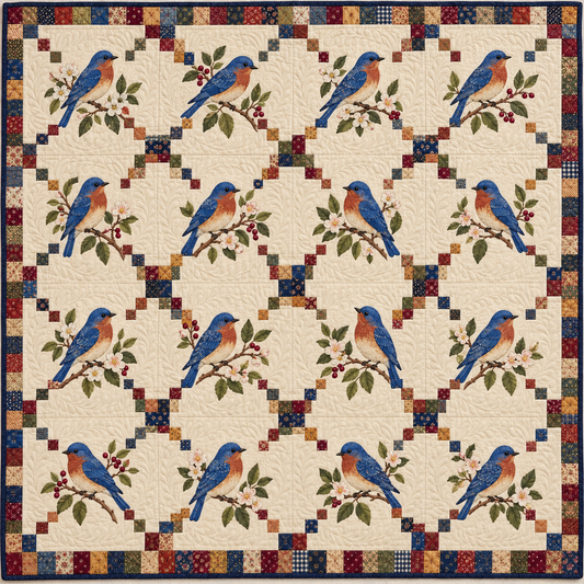 New York Bluebird Chain Quilt Blanket
