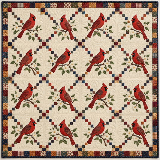 North Carolina Cardinal Chain Quilt Blanket