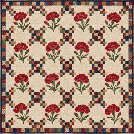 Ohio Scarlet Carnation Chain Quilt Blanket